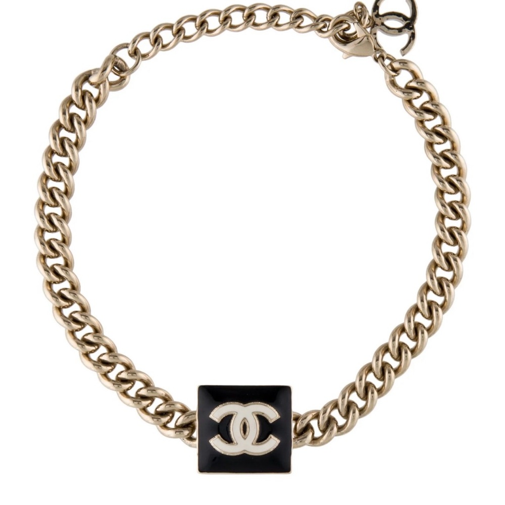CHANEL Gold and Black Chain-Link Bracelet